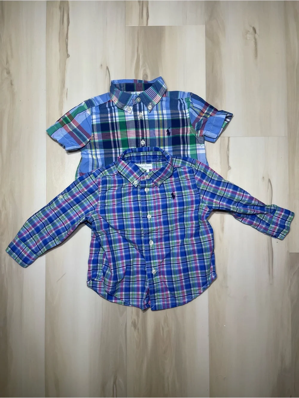 Lot Of Two (2) Ralph Lauren Boys Button Down Shirts Plaid Shirts Boys Sz 12M